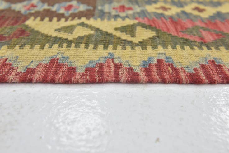 Detail image of 3' 4 x 4' 10 Hand Woven Kilim Maymana Wool Rug