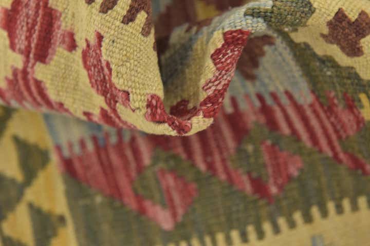 3' 4 x 4' 10 Hand Woven Kilim Maymana Wool Rug