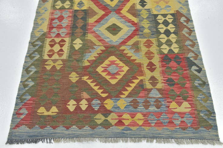 Detail image of 3' 9 x 5' 2 Hand Woven Kilim Maymana Wool Rug