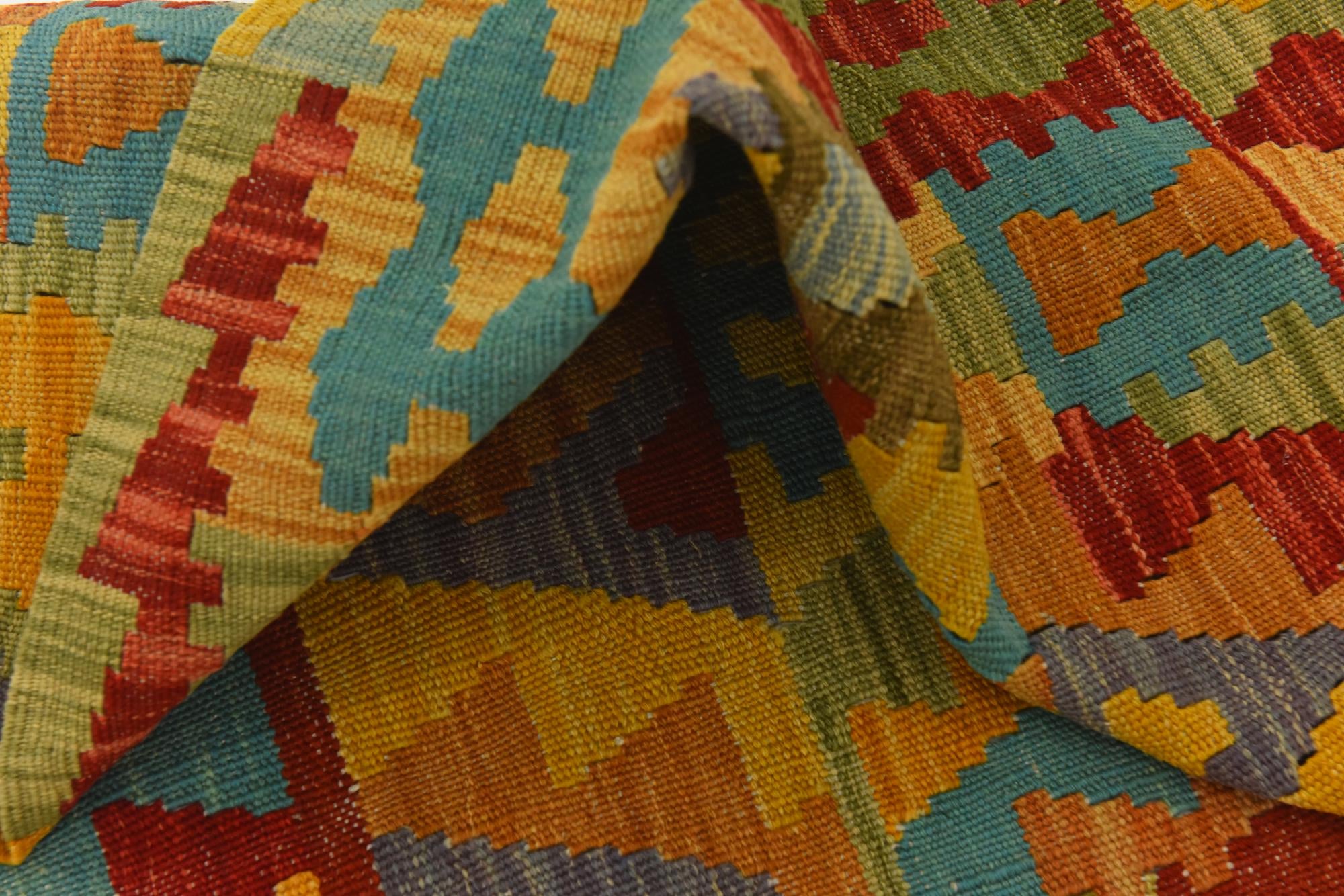3' 3 x 4' 6 Hand Woven Kilim Maymana Wool Rug