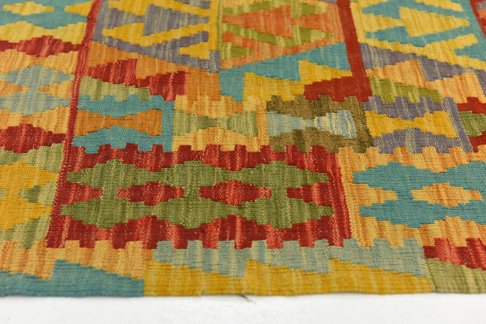3' 3 x 4' 6 Hand Woven Kilim Maymana Wool Rug