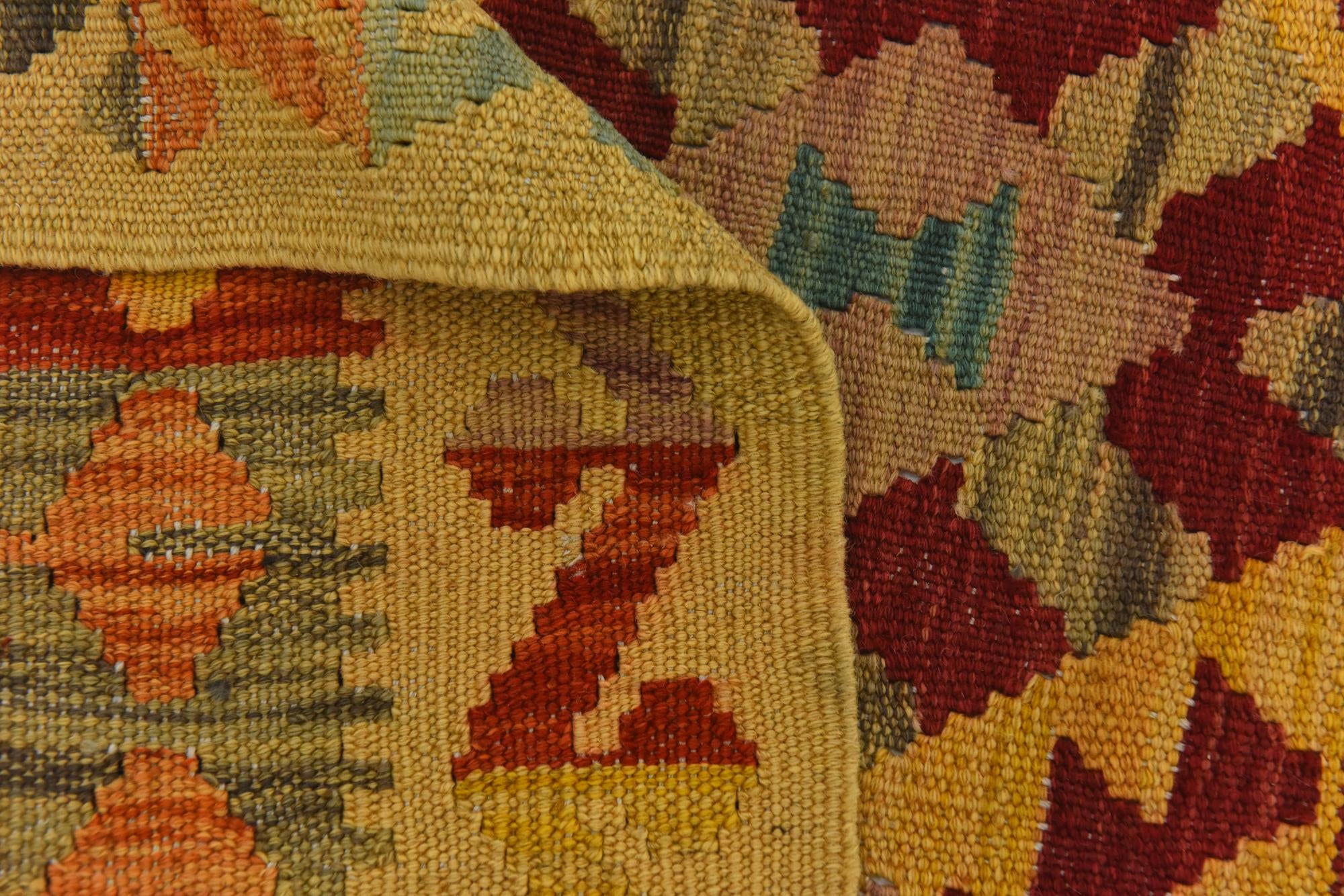 2' 7 x 4' 2 Hand Woven Kilim Maymana Wool Rug
