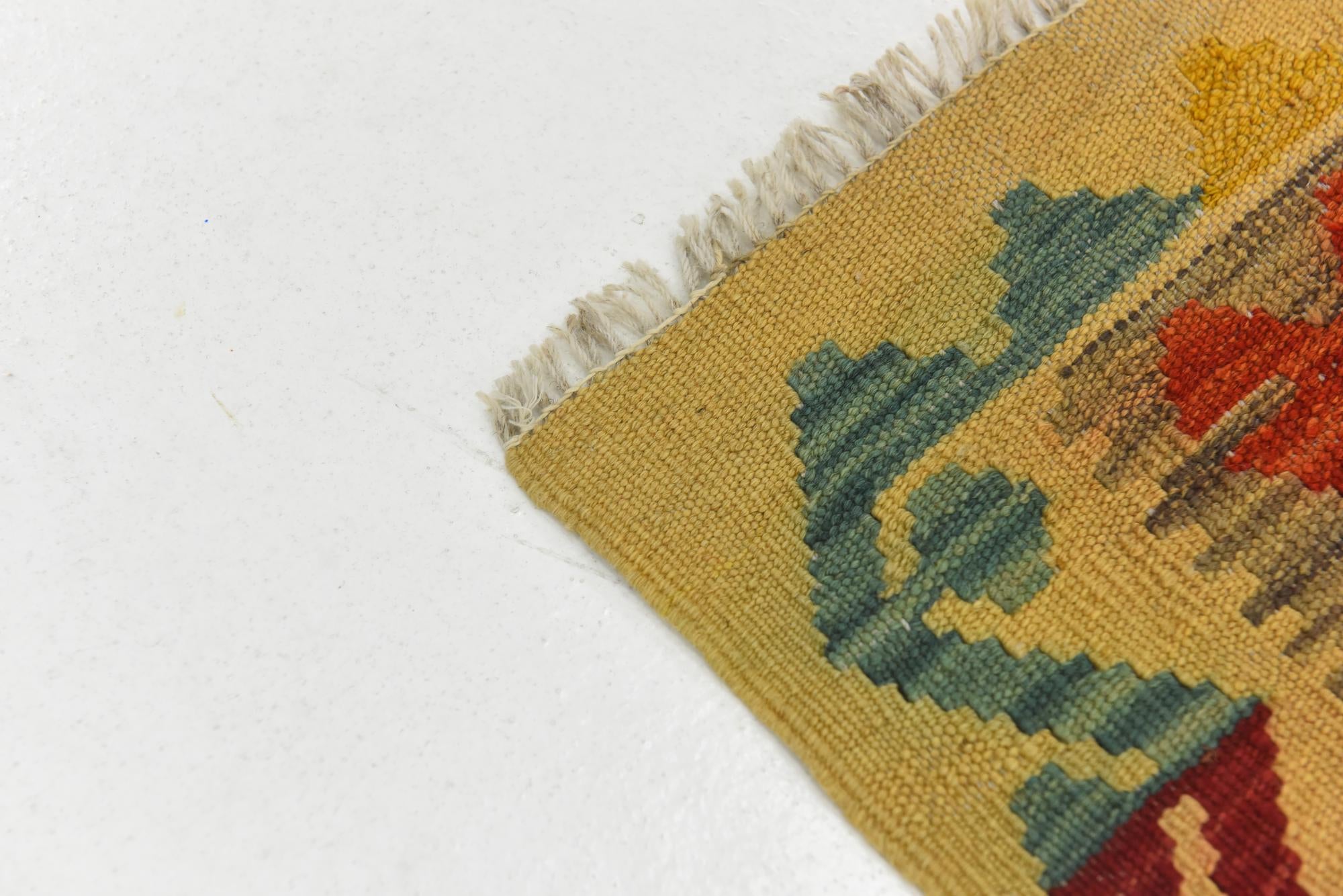 2' 7 x 4' 2 Hand Woven Kilim Maymana Wool Rug