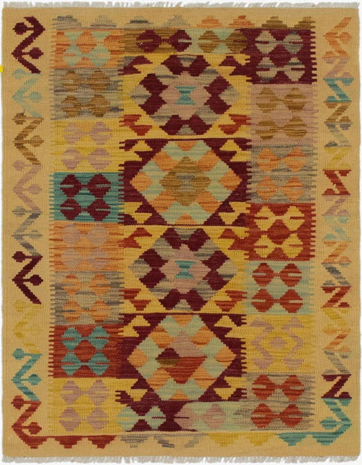 Detail image of 2' 7 x 4' 2 Hand Woven Kilim Maymana Wool Rug