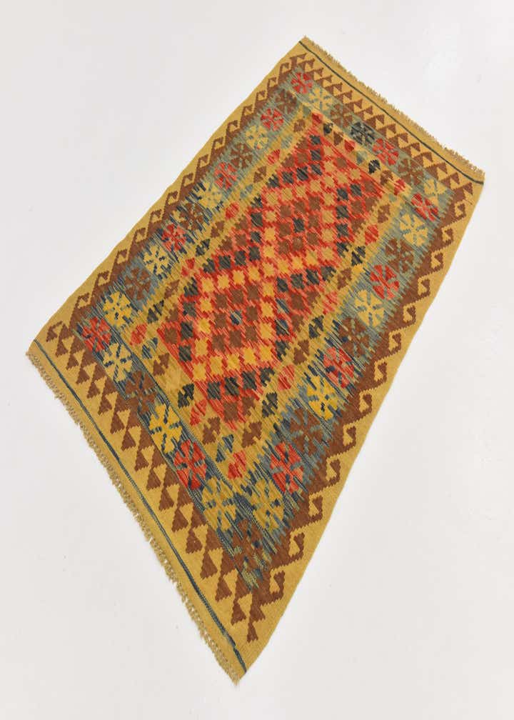 3' 3 x 5' Hand Woven Kilim Maymana Wool Rug