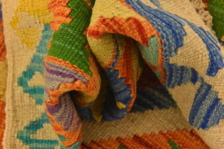 3' 6 x 4' 7 Hand Woven Kilim Maymana Wool Rug