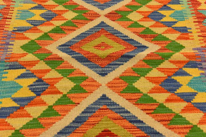 3' 6 x 4' 7 Hand Woven Kilim Maymana Wool Rug