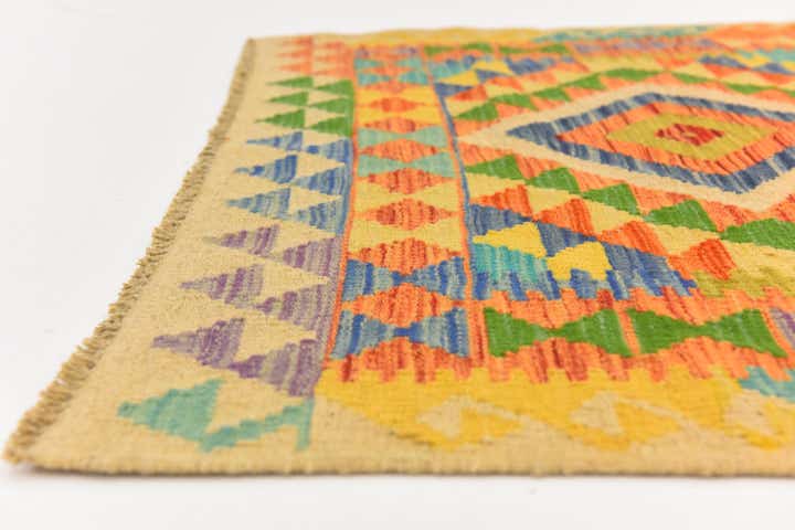 3' 6 x 4' 7 Hand Woven Kilim Maymana Wool Rug