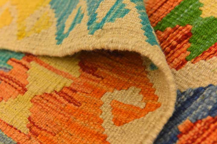 3' 6 x 4' 7 Hand Woven Kilim Maymana Wool Rug