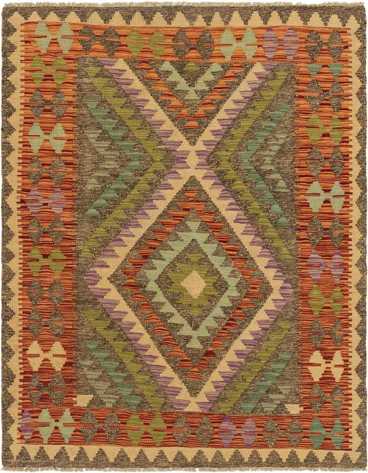 Detail image of 3' 6 x 5' Hand Woven Kilim Maymana Wool Rug