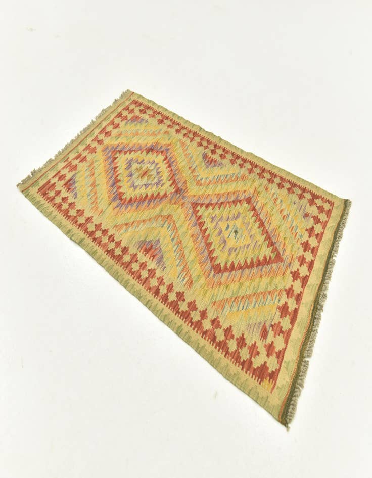 Detail image of 2' 9 x 4' 5  Hand Woven Kilim Maymana Wool Rug