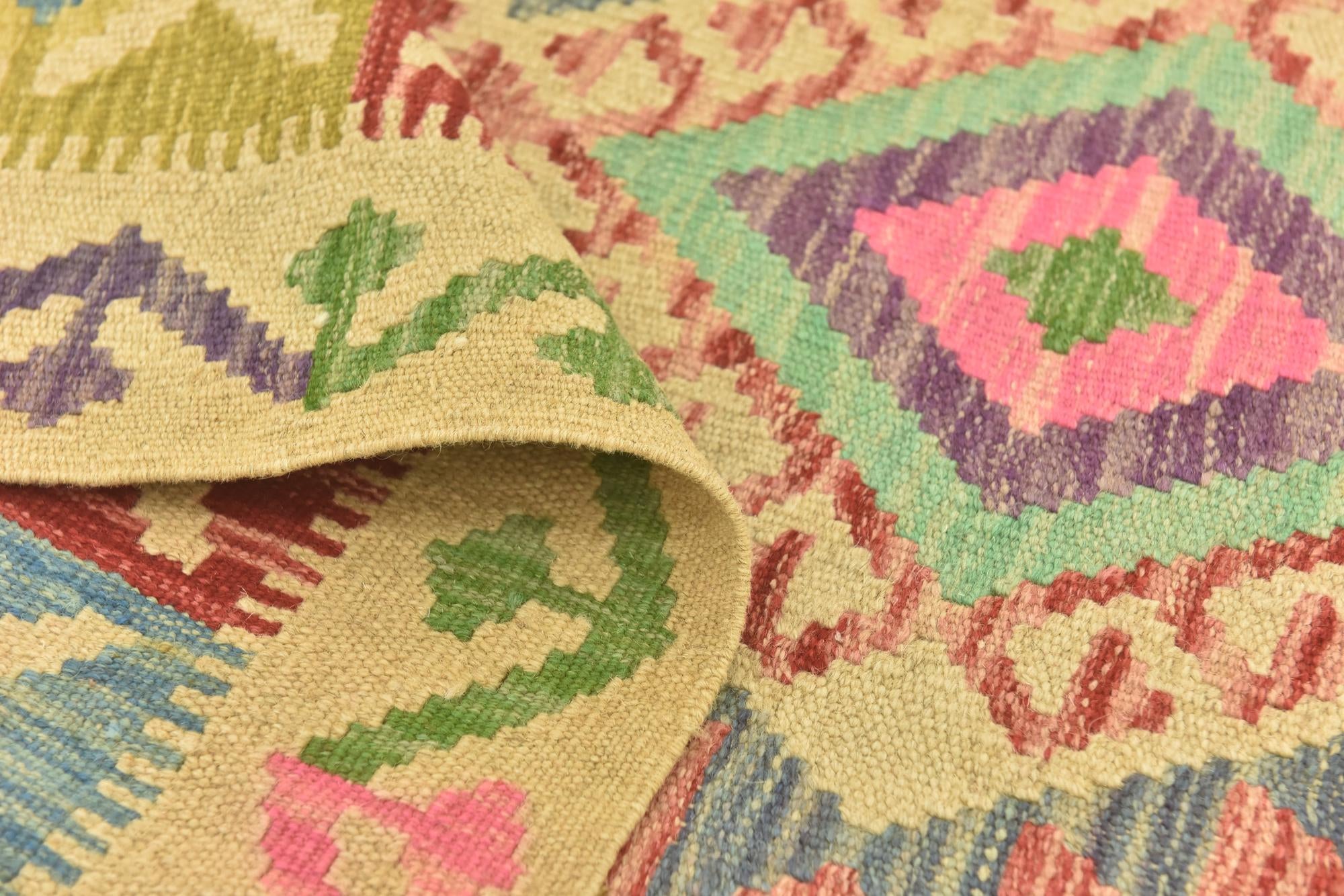 3' 6 x 5' Hand Woven Kilim Maymana Wool Rug