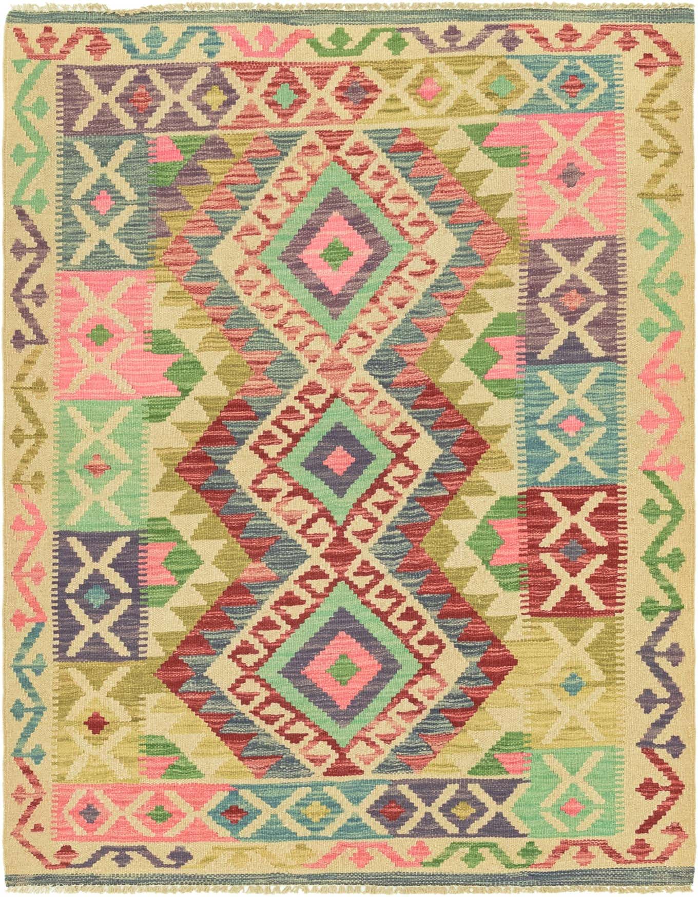 3' 6 x 5' Hand Woven Kilim Maymana Wool Rug