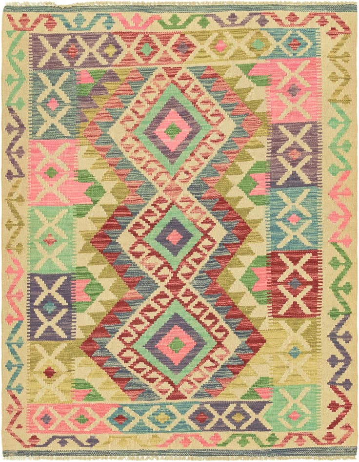 Detail image of 3' 6 x 5' Hand Woven Kilim Maymana Wool Rug