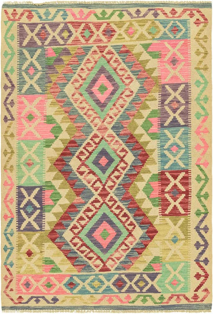 3' 6 x 5' Hand Woven Kilim Maymana Wool Rug