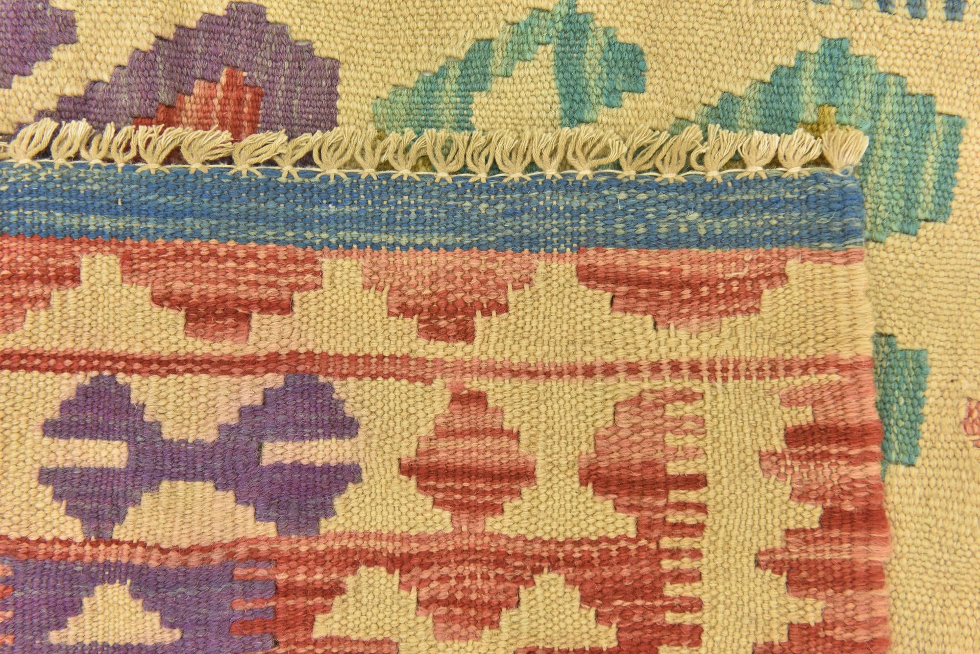 3' 1 x 4' 8 Hand Woven Kilim Maymana Wool Rug