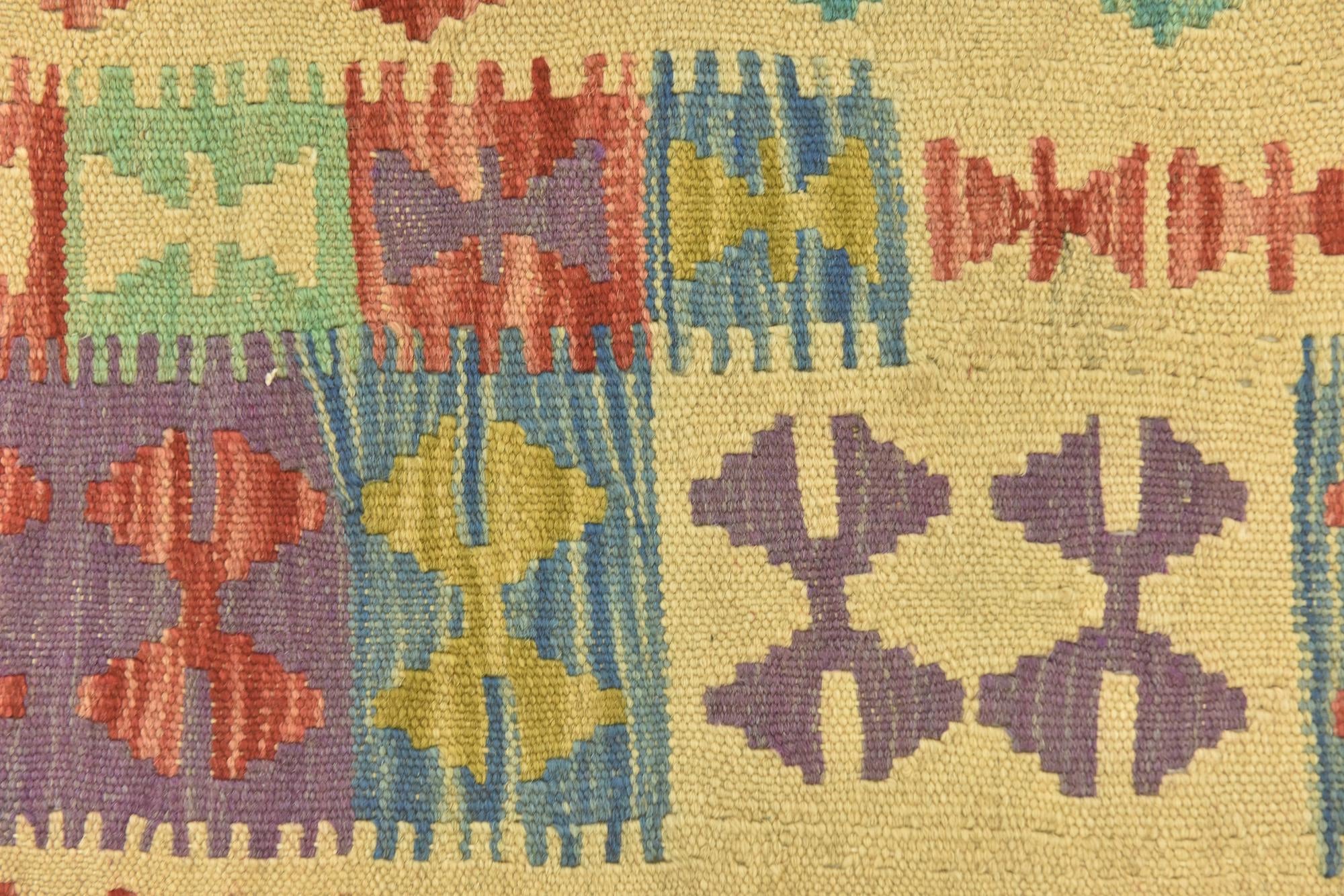 3' 1 x 4' 8 Hand Woven Kilim Maymana Wool Rug