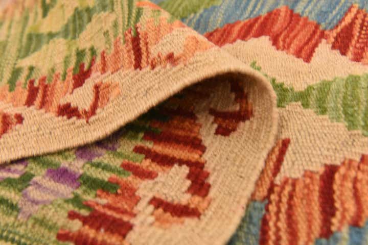 5' 3 x 6' 6 Hand Woven Kilim Maymana Wool Rug