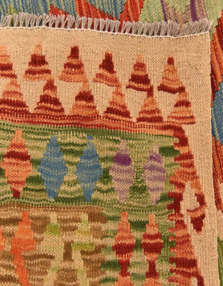 Detail image of 5' 3 x 6' 6  Hand Woven Kilim Maymana Wool Rug