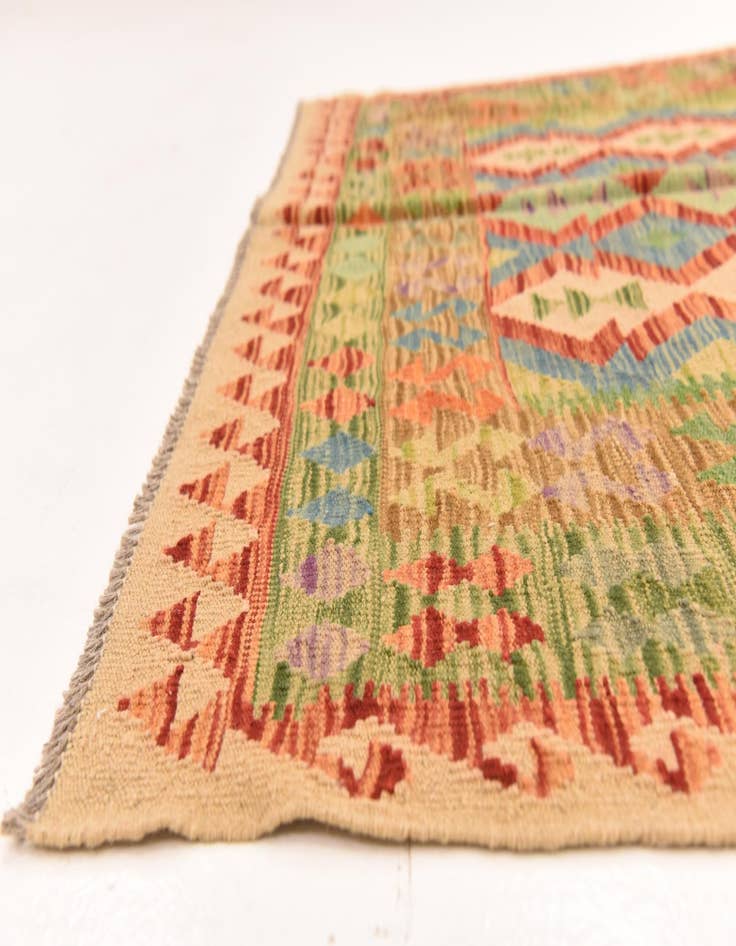 Detail image of 5' 3 x 6' 6  Hand Woven Kilim Maymana Wool Rug