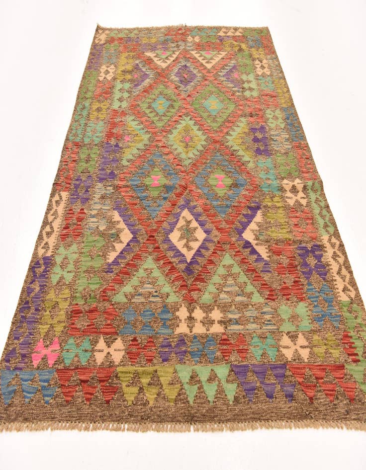 Detail image of 4' 10 x 6' 9  Hand Woven Kilim Maymana Wool Rug