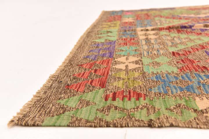 4' 10 x 6' 9 Hand Woven Kilim Maymana Wool Rug