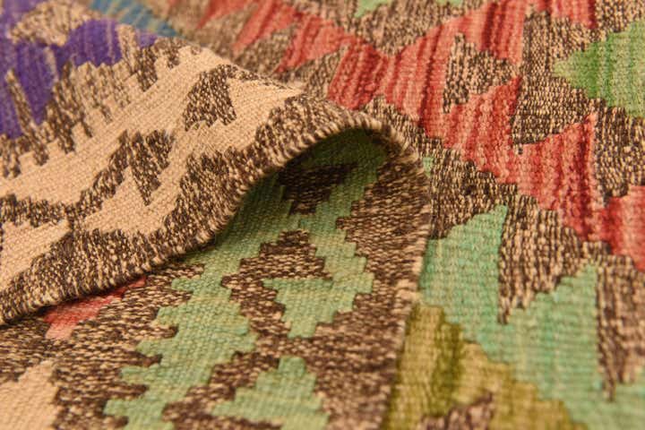 4' 10 x 6' 9 Hand Woven Kilim Maymana Wool Rug
