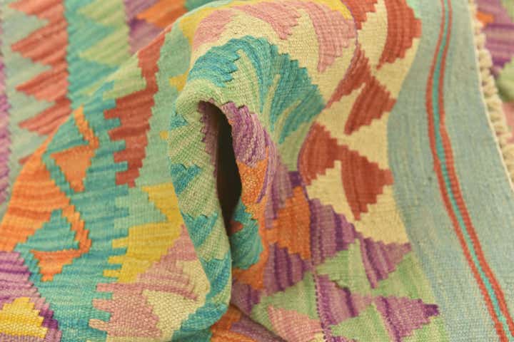 2' 9 x 4' 6 Hand Woven Kilim Maymana Wool Rug