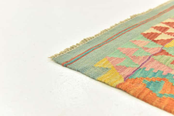 2' 9 x 4' 6 Hand Woven Kilim Maymana Wool Rug