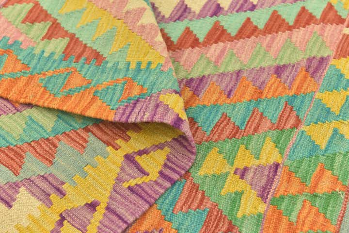 2' 9 x 4' 6 Hand Woven Kilim Maymana Wool Rug