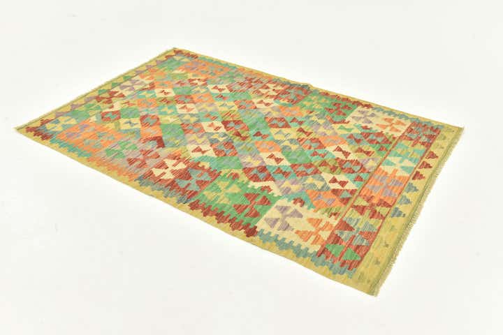 3' 3 x 5' 1 Hand Woven Kilim Maymana Wool Rug