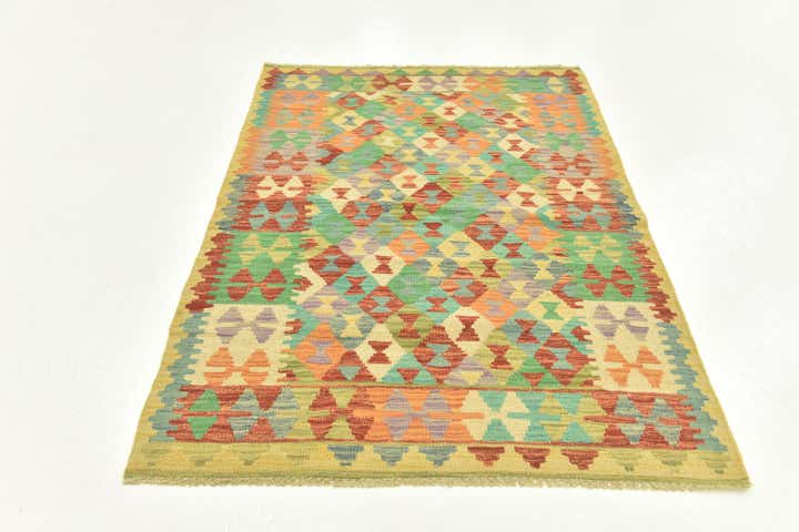 3' 3 x 5' 1 Hand Woven Kilim Maymana Wool Rug