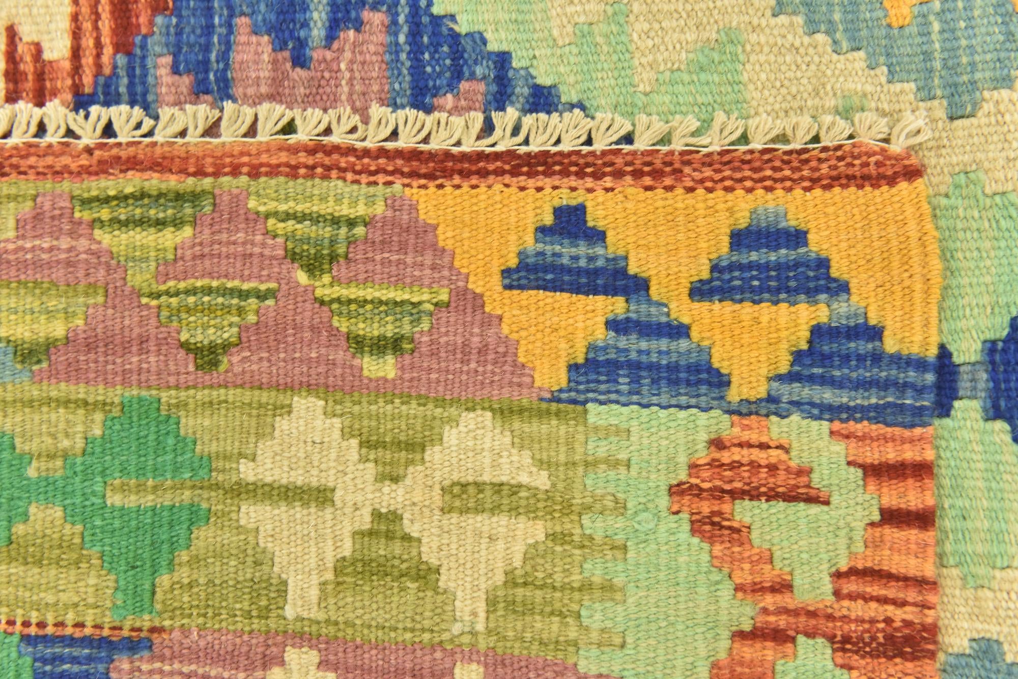 3' 8 x 5' 3 Hand Woven Kilim Maymana Wool Rug