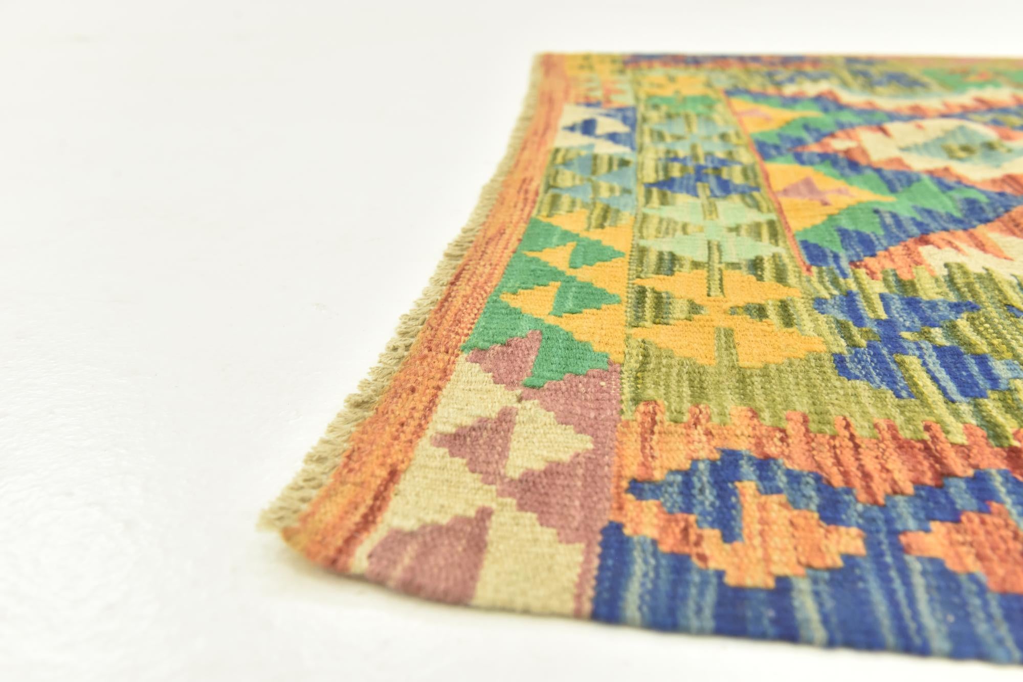 3' 8 x 5' 3 Hand Woven Kilim Maymana Wool Rug