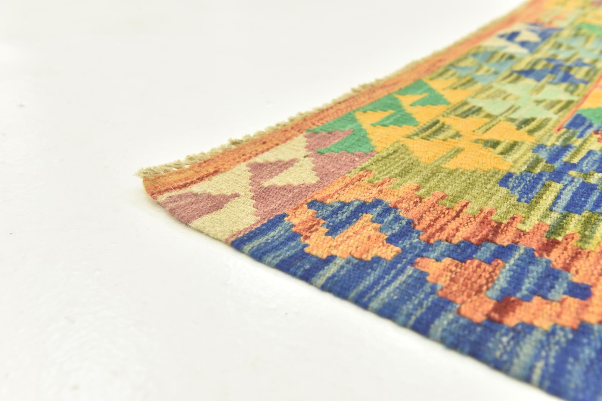 3' 8 x 5' 3 Hand Woven Kilim Maymana Wool Rug