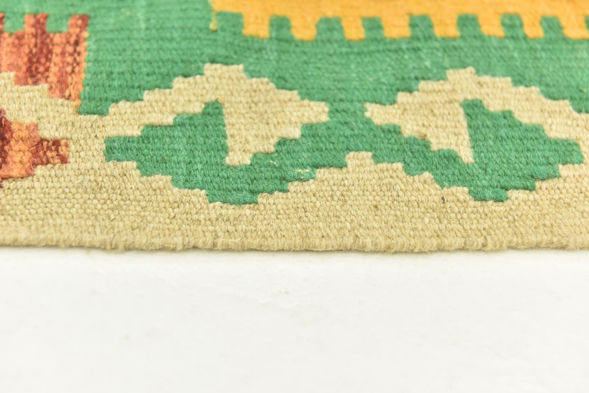 3' 8 x 5' 3 Hand Woven Kilim Maymana Wool Rug