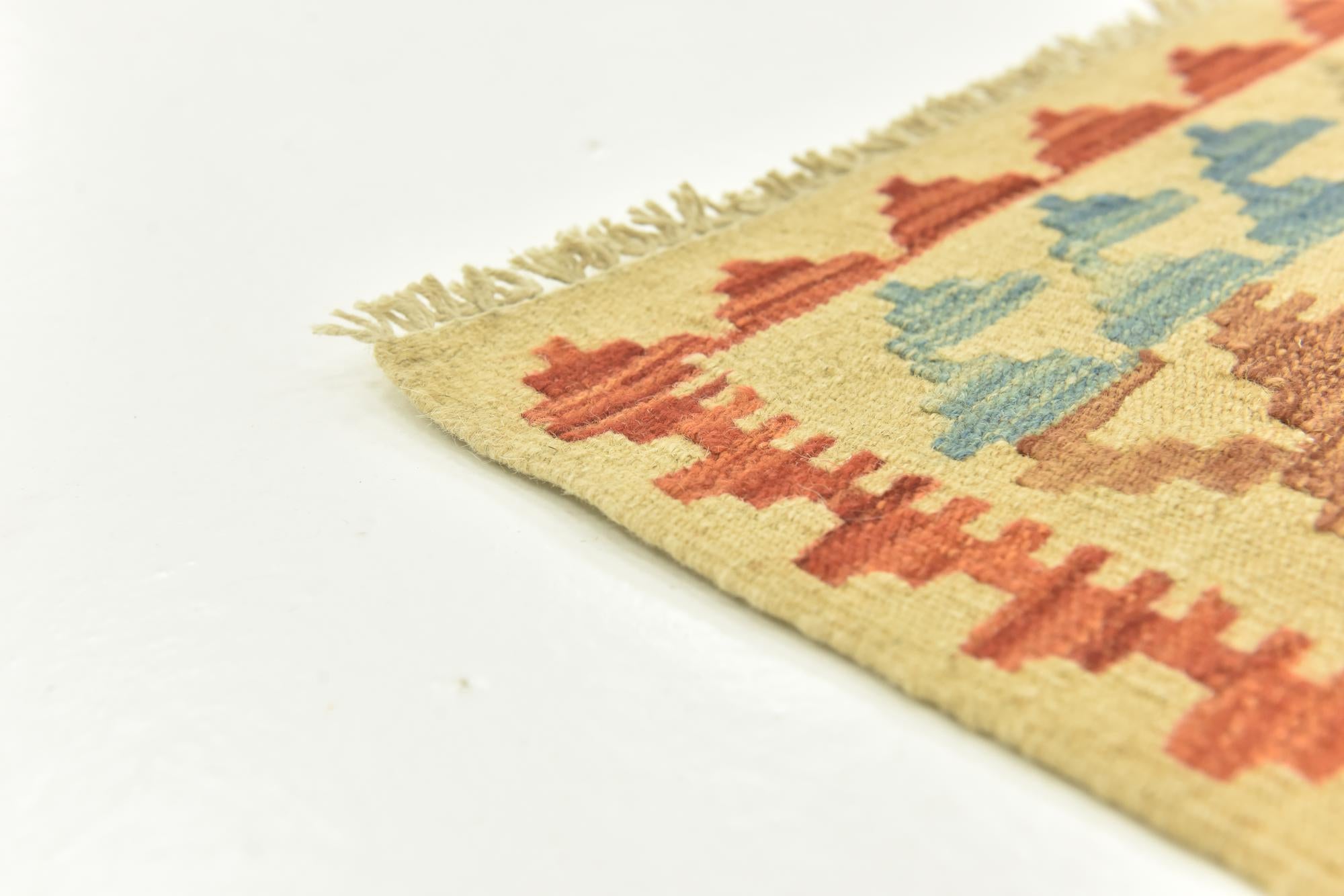 3' 3 x 6' 5 Hand Woven Kilim Maymana Wool Rug