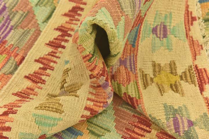 3' 4 x 4' 10 Hand Woven Kilim Maymana Wool Rug