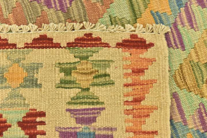 3' 4 x 4' 10 Hand Woven Kilim Maymana Wool Rug