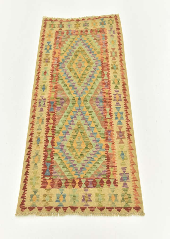 3' 4 x 4' 10 Hand Woven Kilim Maymana Wool Rug