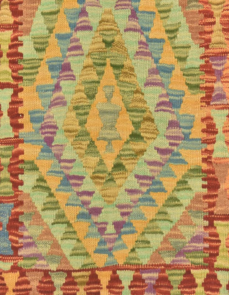 Detail image of 3' 4 x 4' 10 Hand Woven Kilim Maymana Wool Rug
