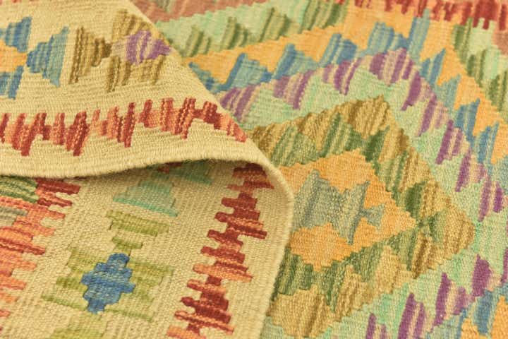 3' 4 x 4' 10 Hand Woven Kilim Maymana Wool Rug