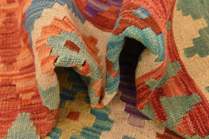 3' 11 x 6' Hand Woven Kilim Maymana Wool Rug