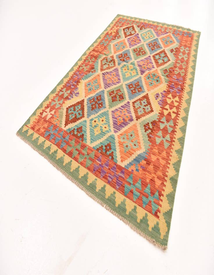 Detail image of 3' 11 x 6'  Hand Woven Kilim Maymana Wool Rug