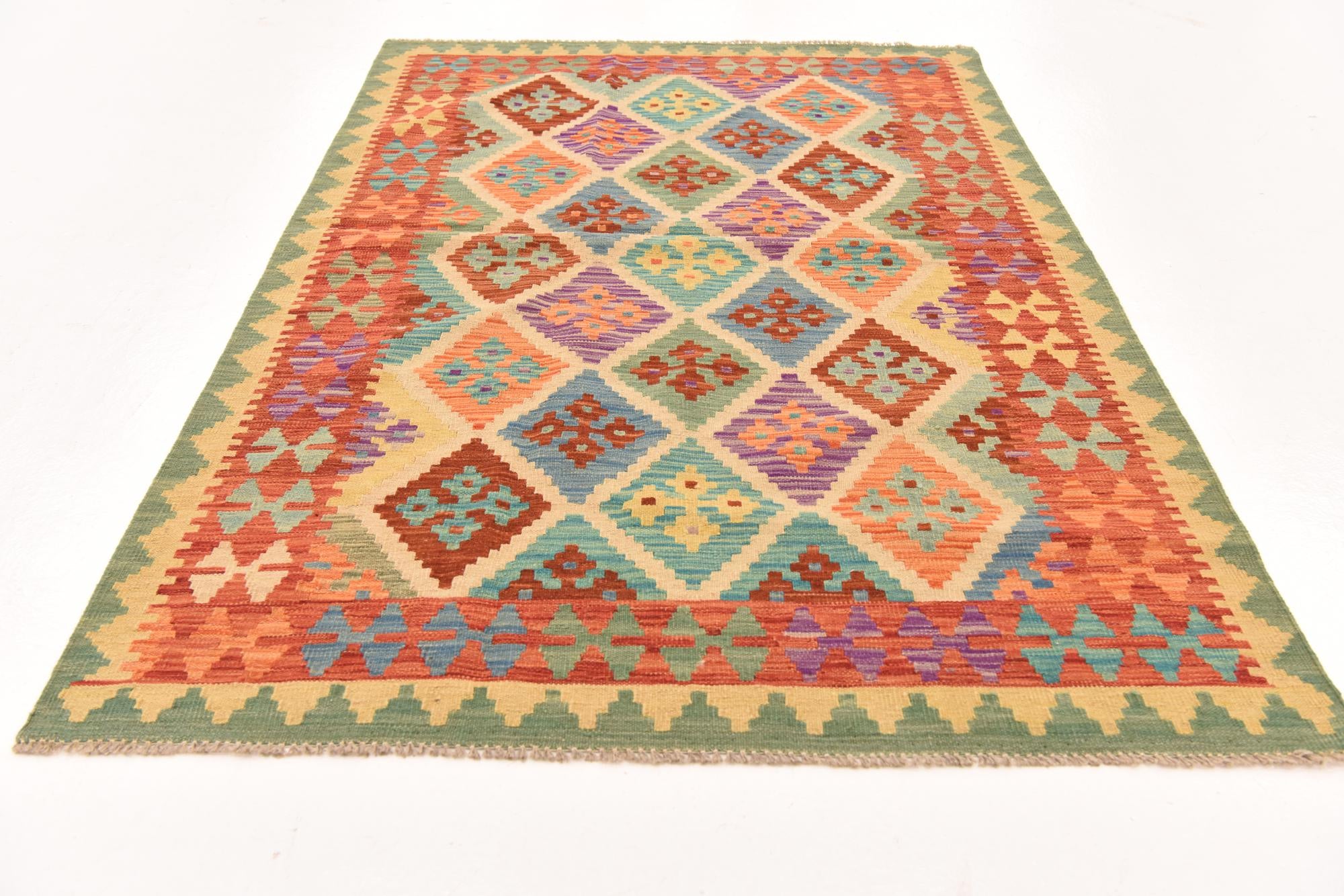 120cm x 185cm Hand Woven Kilim Maymana Wool Rug