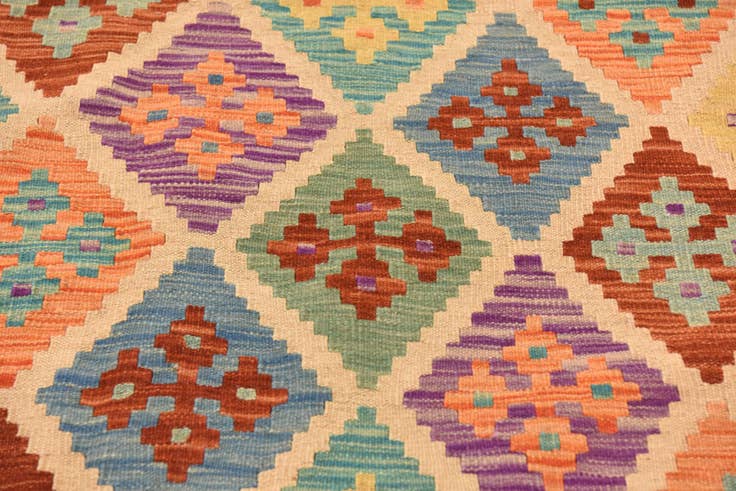 Detail image of 3' 11 x 6' Hand Woven Kilim Maymana Wool Rug