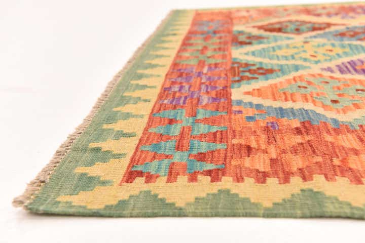 3' 11 x 6' Hand Woven Kilim Maymana Wool Rug