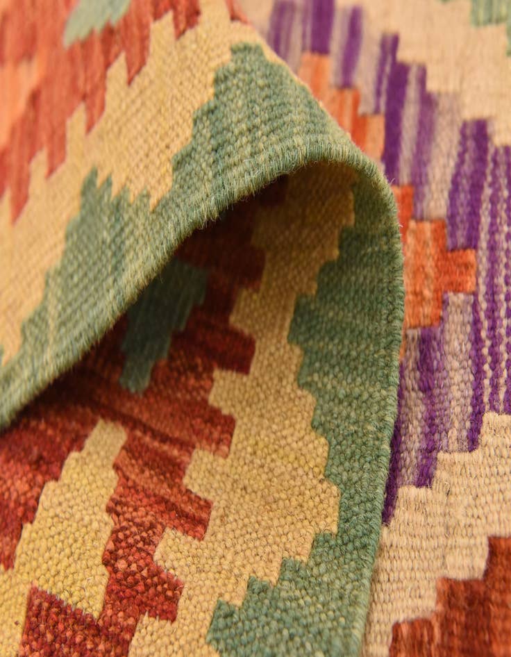 Detail image of 3' 11 x 6'  Hand Woven Kilim Maymana Wool Rug