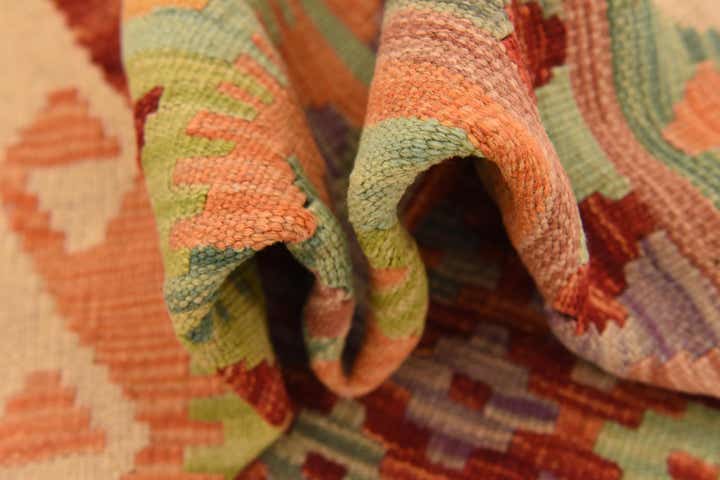 4' 1 x 5' 10 Hand Woven Kilim Maymana Wool Rug