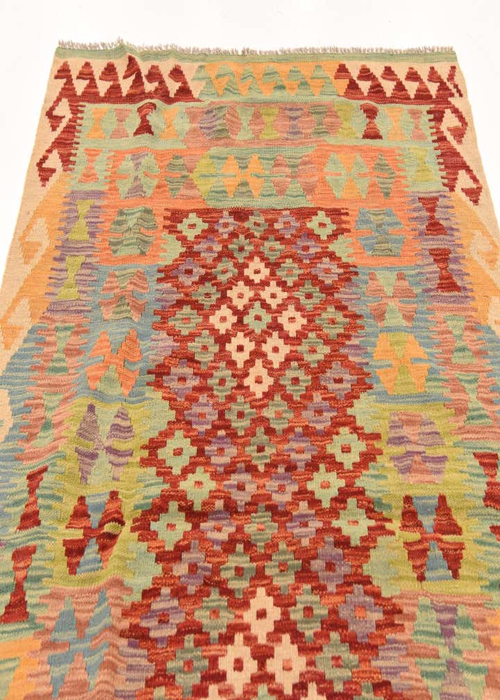 4' 1 x 5' 10 Hand Woven Kilim Maymana Wool Rug